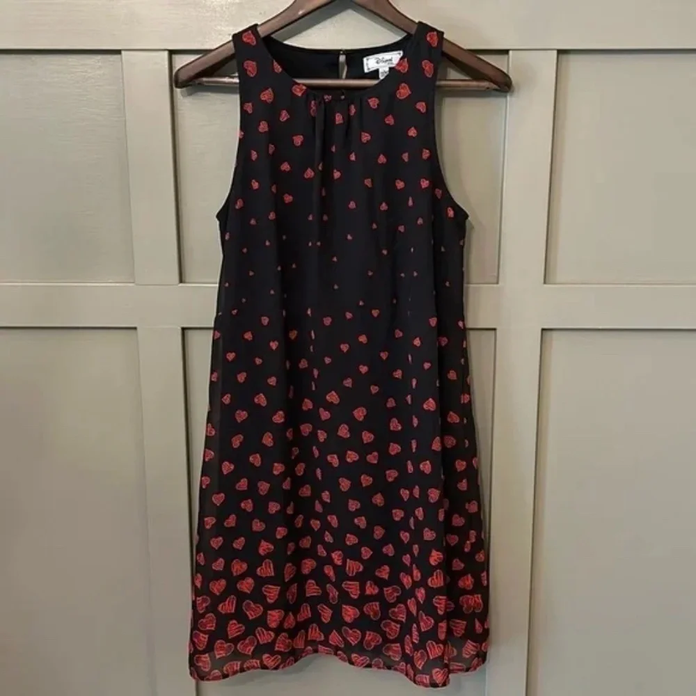 Disney D-Signed Queen of Hearts Sleeveless Ruffle Hem Dress Black Red L 14 - 16